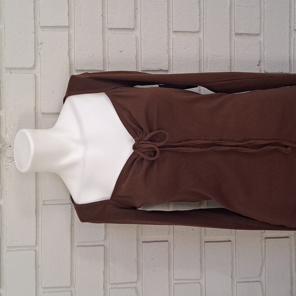Melrose And Market Brown Tie Front Long Sleeve Top. Size Medium NWT - Picture 2 of 9